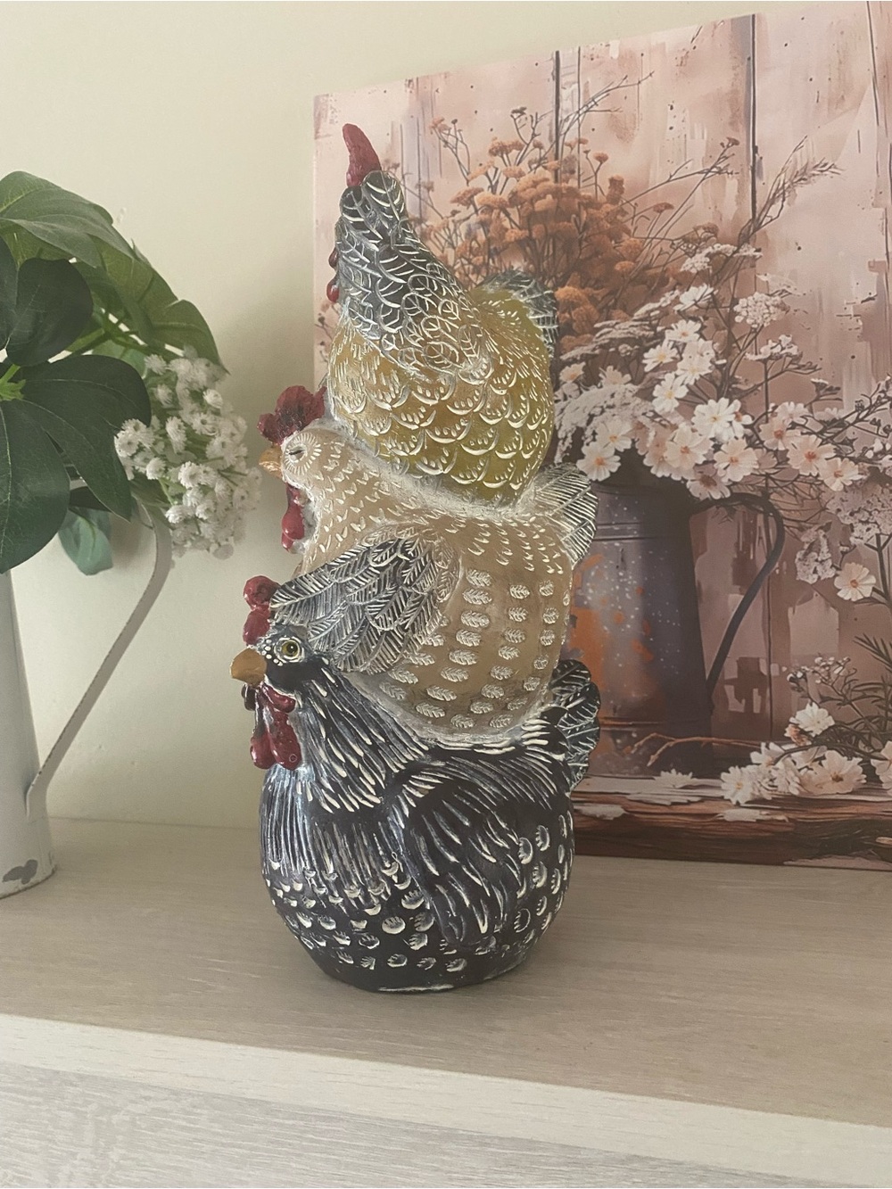 Source Unknown Ceramic Rooster Stack - Red, Gold, Black - Picture 2 of 4